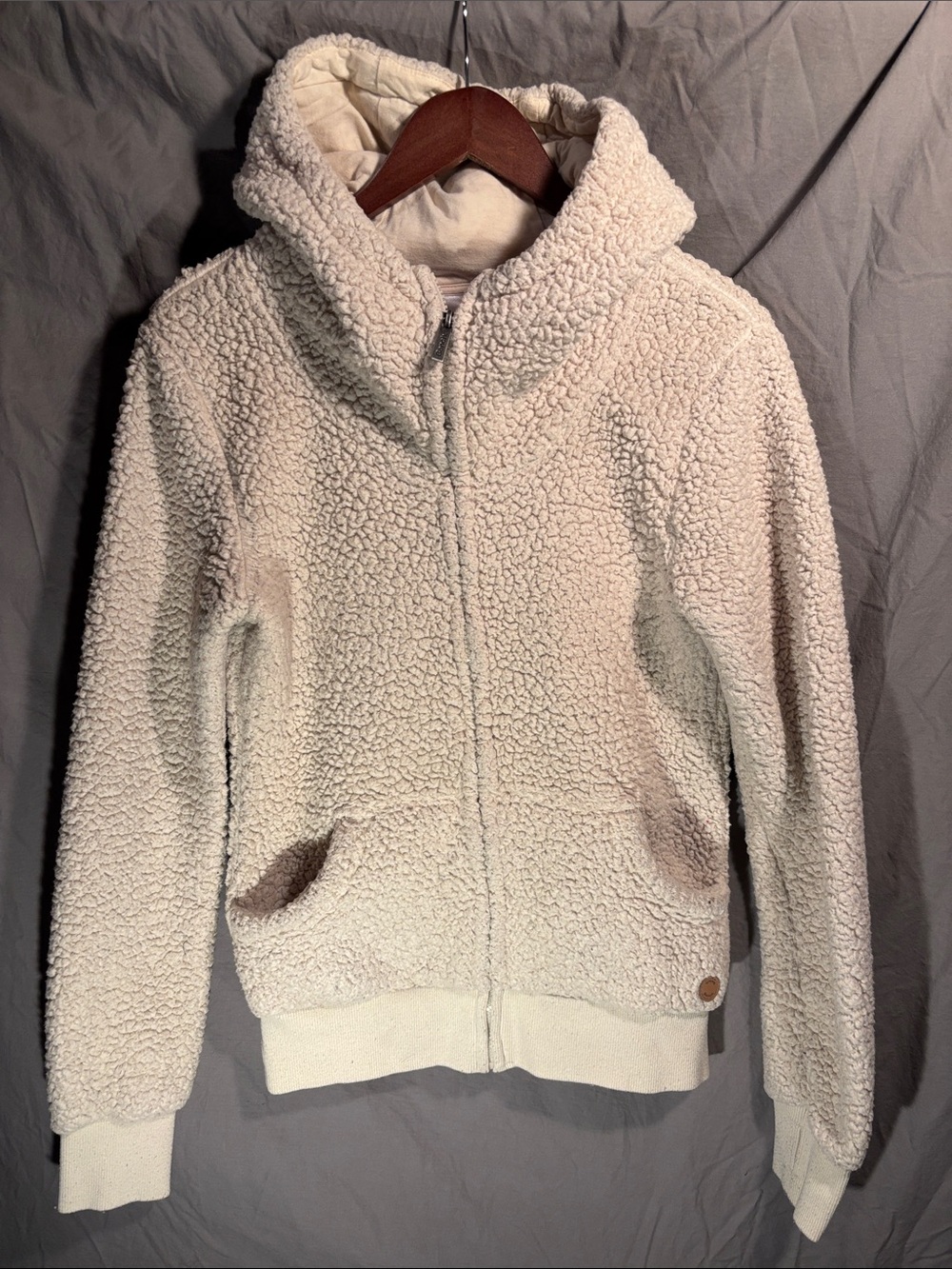 Bench Cream Sherpa Zip-Up Hooded Jacket